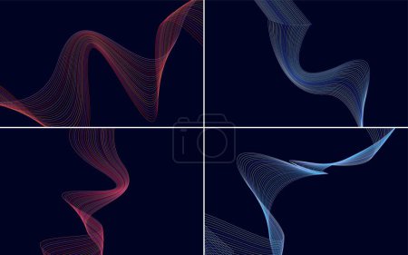 Ilustración de Conjunto de 4 patrones de onda geométrica fondos vectoriales para sus diseños - Imagen libre de derechos