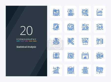 Ilustración de 20 Análisis estadístico Icono de color azul para presentación - Imagen libre de derechos