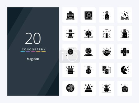 Téléchargez les illustrations : 20 icône de glyphe solide magicien pour la présentation - en licence libre de droit