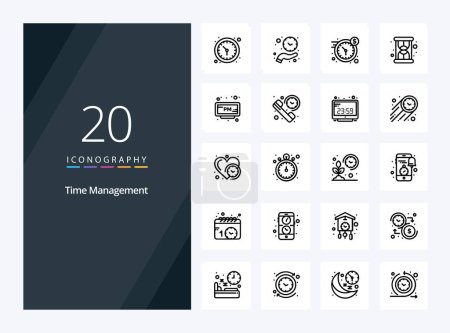 Ilustración de 20 Icono de esquema de gestión de tiempo para la presentación - Imagen libre de derechos