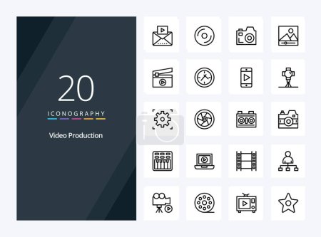Illustration for 20 Video Production Outline icon for presentation - Royalty Free Image