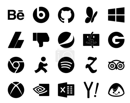 Ilustración de 20 Paquete de iconos de redes sociales que incluye xbox. tripadvisor. pepsi. zootool. objetivo - Imagen libre de derechos