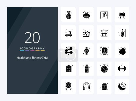 Illustration for 20 Gym Solid Glyph icon for presentation - Royalty Free Image