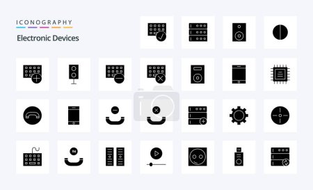 Téléchargez les illustrations : Pack d'icônes Glyphe solide 25 appareils - en licence libre de droit