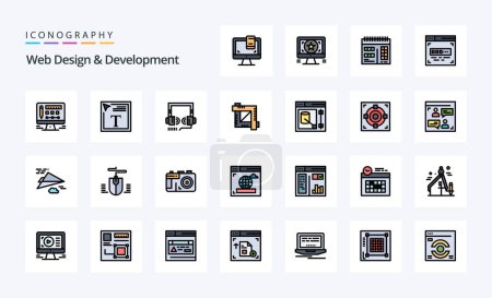 Illustration for 25 Web Design And Development Line Filled Style icon pack - Royalty Free Image