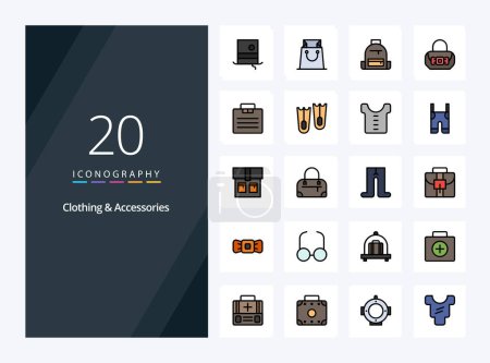 Illustration for 20 Clothing  Accessories line Filled icon for presentation - Royalty Free Image