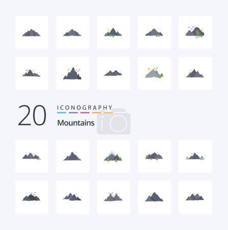Ilustración de 20 Montañas Plano icono de color Pack como colina montaña naturaleza aves colina - Imagen libre de derechos