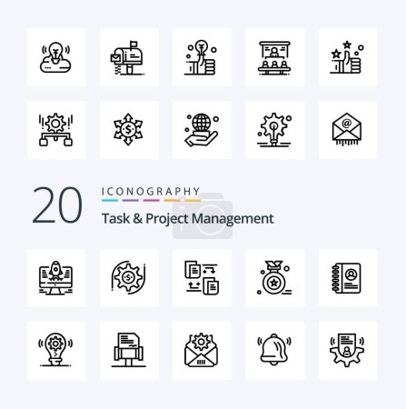 Illustration for 20 Task And Project Management Line icon Pack like  award badge  money award  document - Royalty Free Image