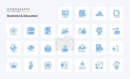 Téléchargez les illustrations : 25 Pack icône bleu affaires et éducation - en licence libre de droit