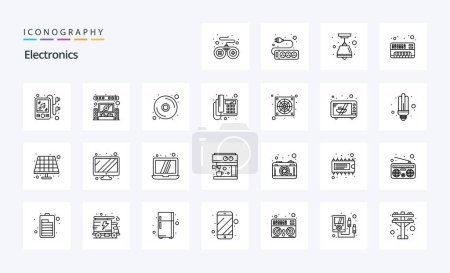Illustration for 25 Electronics Line icon pack - Royalty Free Image