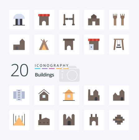 Ilustración de 20 Edificios Icono de color plano Paquete como la construcción de valla corte de mercado de entrada de la ley - Imagen libre de derechos