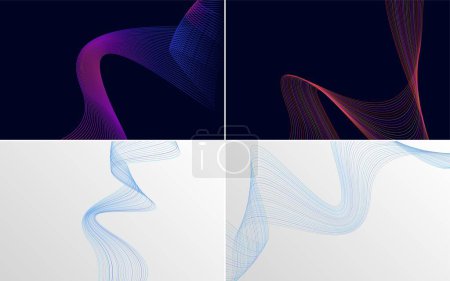 Illustration for Set of 4 vector line backgrounds to elevate your designs - Royalty Free Image