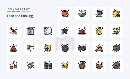 Ilustración de 25 Línea de alimentos relleno icono de estilo pack - Imagen libre de derechos