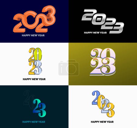 Téléchargez les photos : Grand ensemble de 2023 Happy New Year logo texte conception 2023 nombre modèle de conception - en image libre de droit