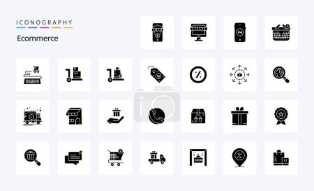 Illustration for 25 Ecommerce Solid Glyph icon pack - Royalty Free Image