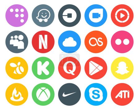 Ilustración de 20 Paquete de iconos de redes sociales Incluyendo Google Play. quora. Mi espacio. kickstarter. flickr - Imagen libre de derechos