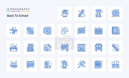 Illustration for 25 Back To School Blue icon pack - Royalty Free Image