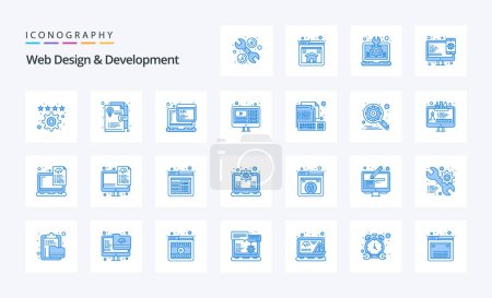 Ilustración de 25 Diseño web y desarrollo Paquete de iconos azul - Imagen libre de derechos