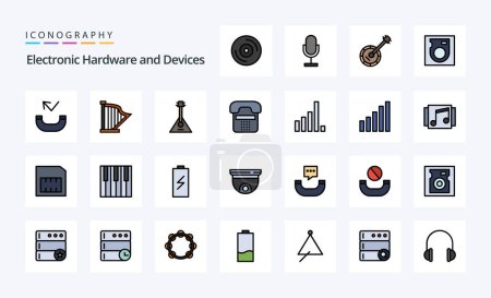 Ilustración de Paquete de iconos de estilo lleno de línea de 25 dispositivos - Imagen libre de derechos