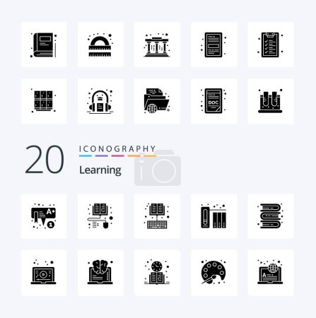 Téléchargez les illustrations : 20 Apprendre l'icône Glyphe solide Pack comme les données des fichiers de livres d'histoire de l'éducation - en licence libre de droit