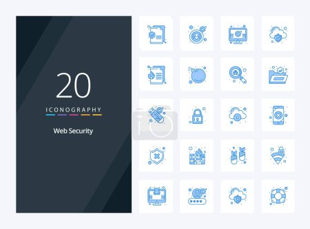 Téléchargez les illustrations : 20 Web Security icône de couleur bleue pour la présentation - en licence libre de droit