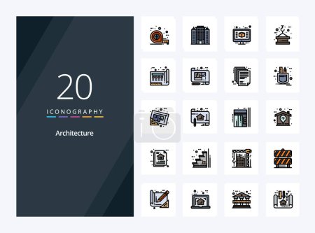 Illustration for 20 Architecture line Filled icon for presentation - Royalty Free Image