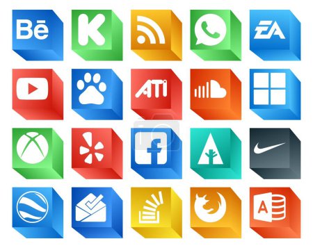 Ilustración de 20 Paquete de iconos de redes sociales Incluyendo facebook. xbox. Vídeo. microsoft. sonido - Imagen libre de derechos