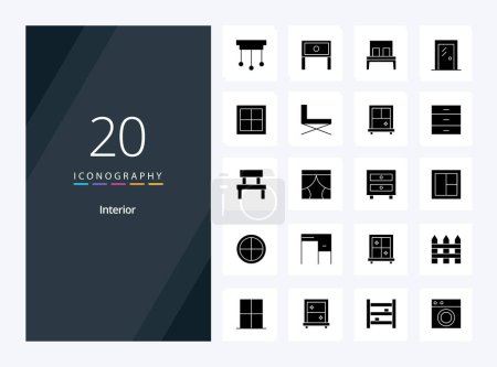 Illustration for 20 Interior Solid Glyph icon for presentation - Royalty Free Image
