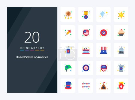 Illustration for 20 Usa Flat Color icon for presentation - Royalty Free Image