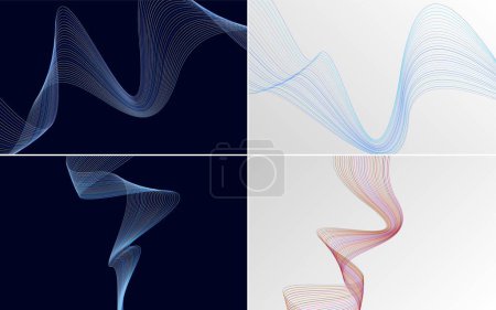 Téléchargez les illustrations : Arrière-plans vectoriels abstraits de courbe ondulatoire moderne pour un look tendance et contemporain - en licence libre de droit