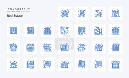 Ilustración de 25 Paquete de iconos de Real Estate Blue - Imagen libre de derechos