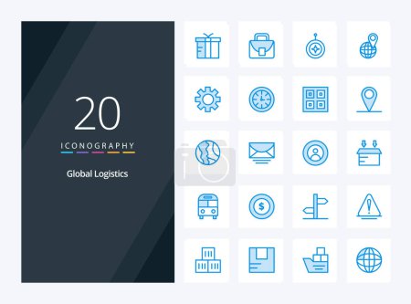 Illustration for 20 Global Logistics Blue Color icon for presentation - Royalty Free Image