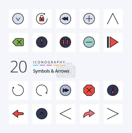Ilustración de 20 Símbolos Flechas línea llena icono de color Paquete como flecha círculo flecha negada flecha - Imagen libre de derechos