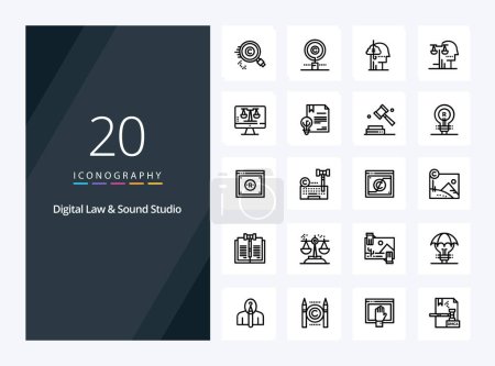 Illustration for 20 Digital Law And Sound Studio Outline icon for presentation - Royalty Free Image