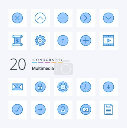 Ilustración de 20 Multimedia Azul Icono de color Pack como flecha reproductor multimedia multimedia multimedia multimedia - Imagen libre de derechos