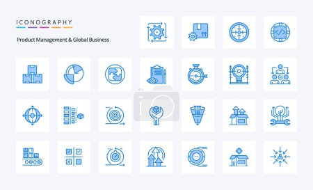 Illustration for 25 Product Managment And Global Business Blue icon pack - Royalty Free Image