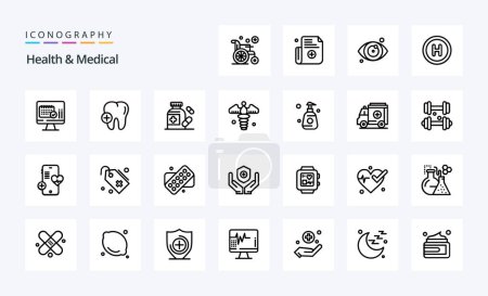 Illustration for 25 Health And Medical Line icon pack - Royalty Free Image