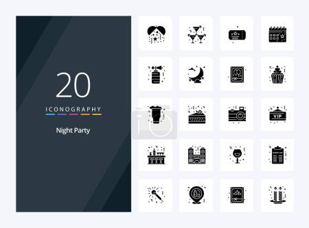 Téléchargez les illustrations : Icône Glyphe solide de 20 nuits pour la présentation - en licence libre de droit