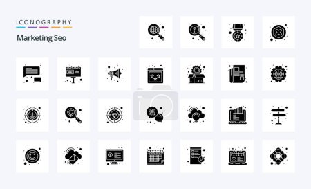 Ilustración de Paquete de iconos de glifos sólidos de marketing Seo 25 - Imagen libre de derechos