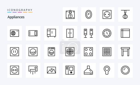 Ilustración de 25 Electrodomésticos Línea icono pack - Imagen libre de derechos