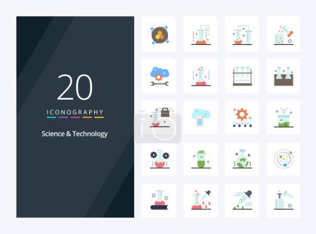Illustration for 20 Science And Technology Flat Color icon for presentation - Royalty Free Image