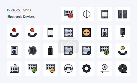Ilustración de Paquete de iconos de estilo lleno de línea de 25 dispositivos - Imagen libre de derechos