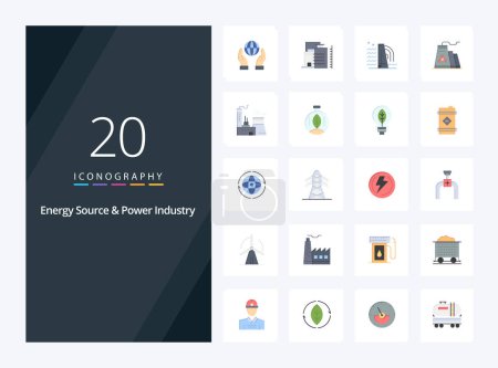 Illustration for 20 Energy Source And Power Industry Flat Color icon for presentation - Royalty Free Image