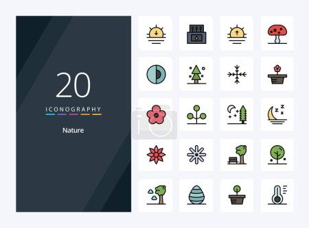 Illustration for 20 Nature line Filled icon for presentation - Royalty Free Image