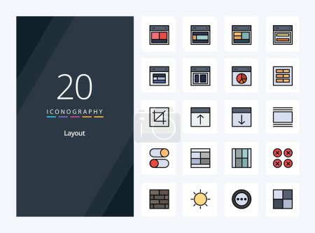 Illustration for 20 Layout line Filled icon for presentation - Royalty Free Image