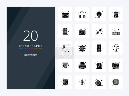 Illustration for 20 Electronics Solid Glyph icon for presentation - Royalty Free Image
