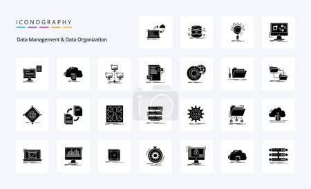 Ilustración de 25 Gestión de datos y organización de datos Paquete de iconos de glifos sólidos - Imagen libre de derechos
