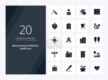 Téléchargez les illustrations : 20 Biochimie et médecine soins de santé Glyphe solide icône pour la présentation - en licence libre de droit
