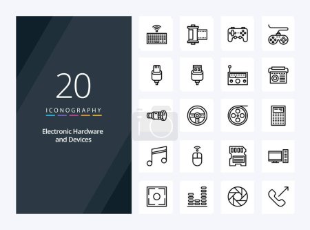 Illustration for 20 Devices Outline icon for presentation - Royalty Free Image