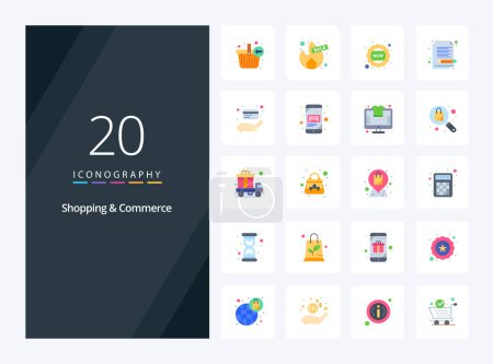 Illustration for 20 Shopping And Commerce Flat Color icon for presentation - Royalty Free Image